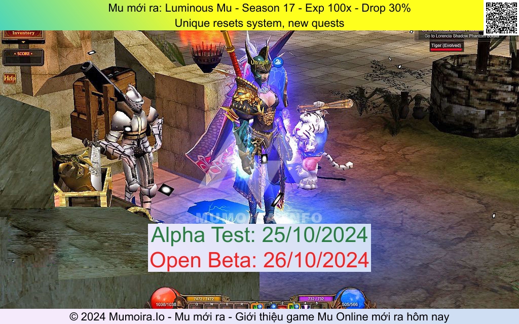 Mu mới ra, Luminous Mu, luminousmu.com, Mu Online, Mu SS17 mới ra, Mu Test tháng 10 2024, Unique resets system, new quests, Season 17