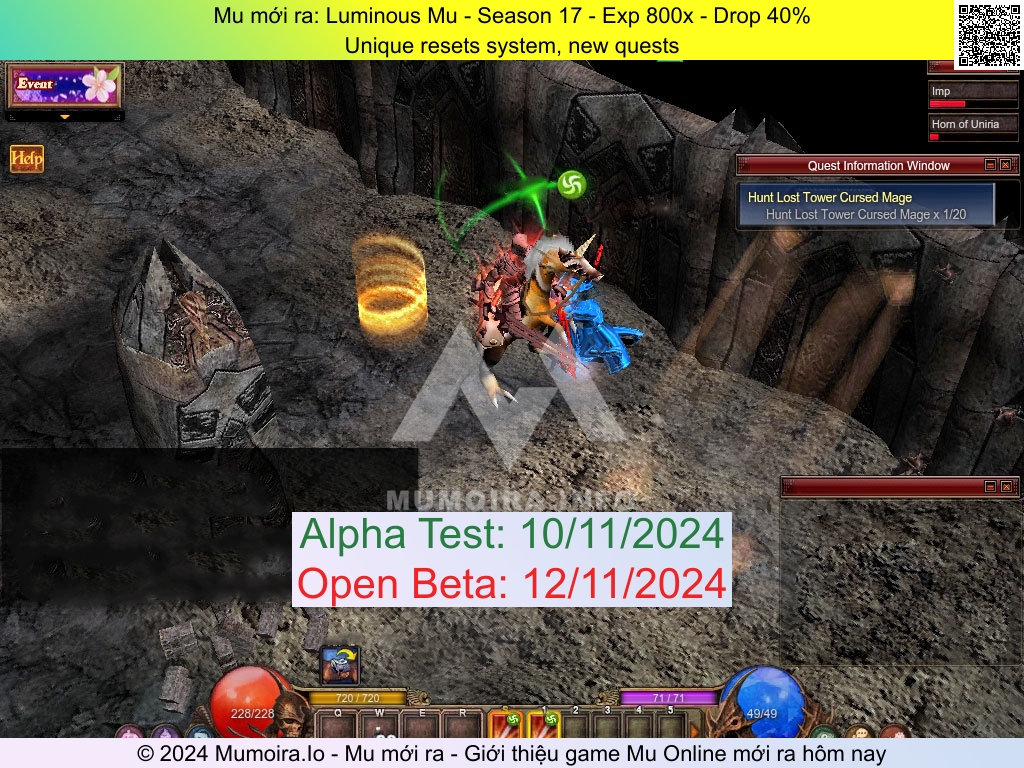 Mu mới ra, Luminous Mu, luminousmu.com, Mu Online, Mu SS17 mới ra, Mu Test tháng 11 2024, Unique resets system, new quests, Season 17