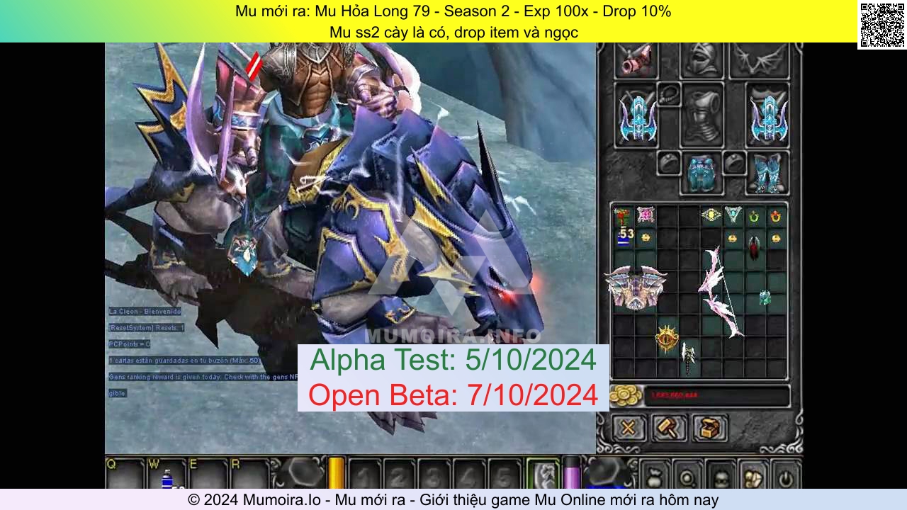 Mu mới ra, Mu Hỏa Long 79, muhoalong79.net, Mu Online, Mu SS2 mới ra, Mu Test tháng 10 2024, Mu ss2 cày là có, drop item và ngọc, Season 2