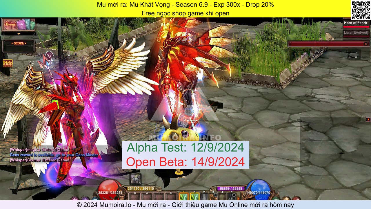 Mu mới ra, Mu Khát Vọng, mukhatvong.net, Mu Online, Mu SS6 mới ra, Mu Test tháng 9 2024, Free ngọc shop game khi open, Season 6.9