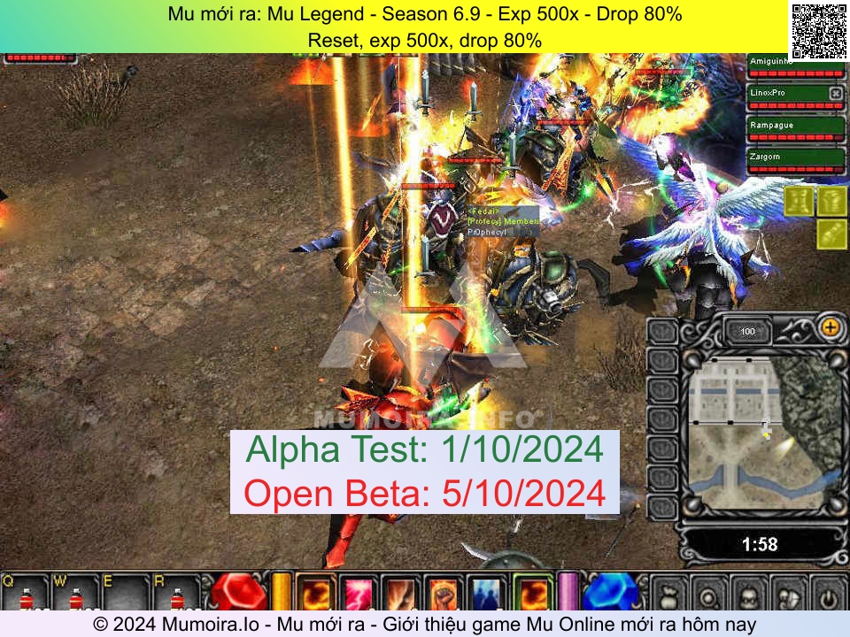 Mu mới ra, Mu Legend, mulegend-online.com, Mu Online, Mu SS6 mới ra, Mu Test tháng 10 2024, Reset, exp 500x, drop 80%, Season 6.9