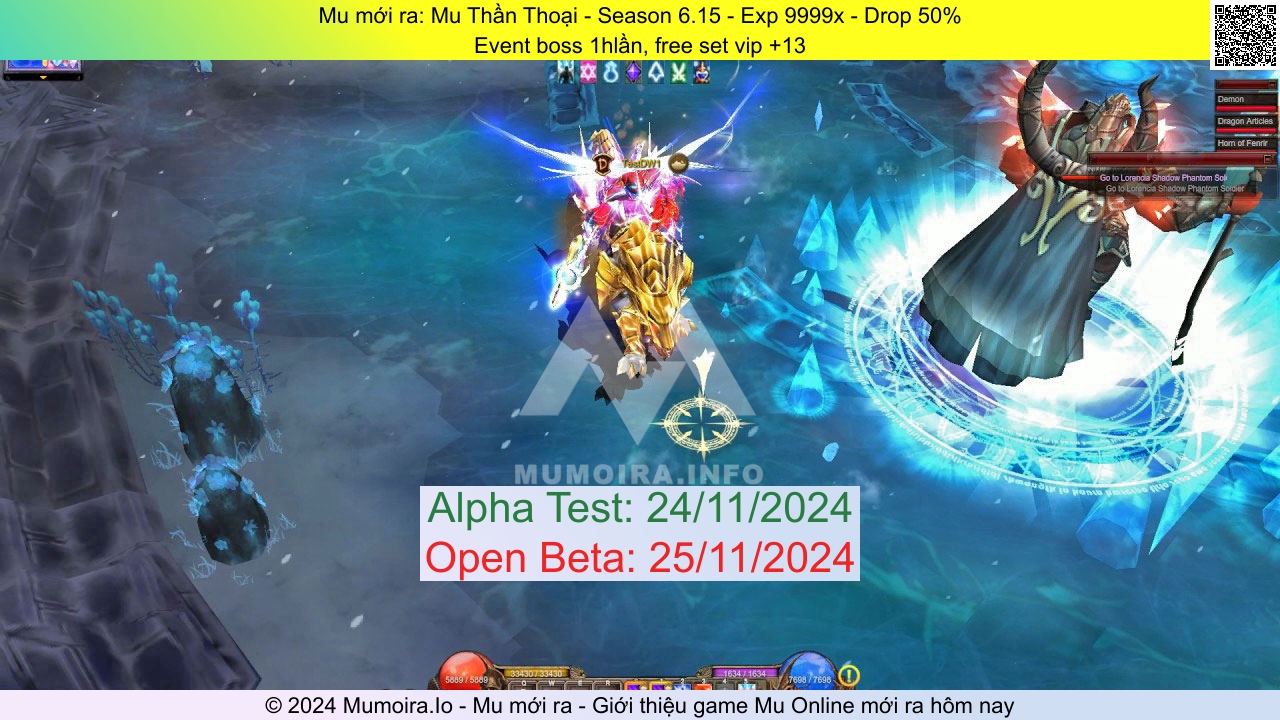 Mu mới ra, Mu Thần Thoại, muthanthoai.info, Mu Online, Mu SS6 mới ra, Mu Test tháng 11 2024, Event boss 1hlần, free set vip +13, Season 6.15