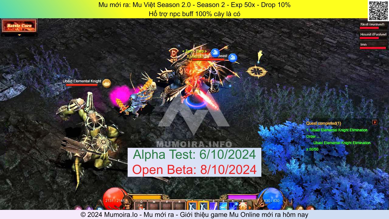 Mu mới ra, Mu Việt Season 2.0, mu-viet2003.com, Mu Online, Mu SS2 mới ra, Mu Test tháng 10 2024, Hổ trợ npc buff 100% cày là có, Season 2