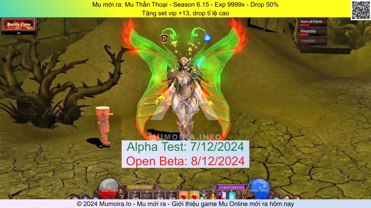 Mu mới ra, Mu Thần Thoại, muthanthoai.info, Mu Online, Mu SS6 mới ra, Mu Test tháng 12 2024, Tặng set vip +13, drop tỉ lệ cao, Season 6.15