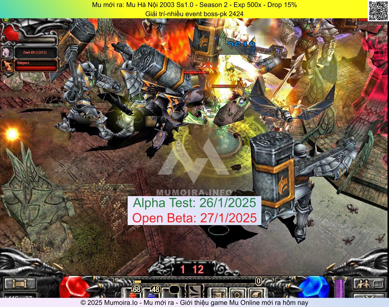 Mu mới ra, Mu Hà Nội 2003 Ss1.0, hanoi2003.pro, Mu Online, Mu SS2 mới ra, Mu Test tháng 1 2025, Giải trí-nhiều event boss-pk 2424, Season 2