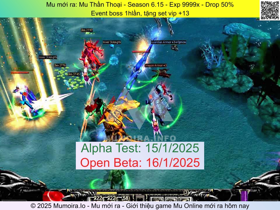 Mu mới ra, Mu Thần Thoại, muthanthoai.info, Mu Online, Mu SS6 mới ra, Mu Test tháng 1 2025, Event boss 1hlần, tặng set vip +13, Season 6.15