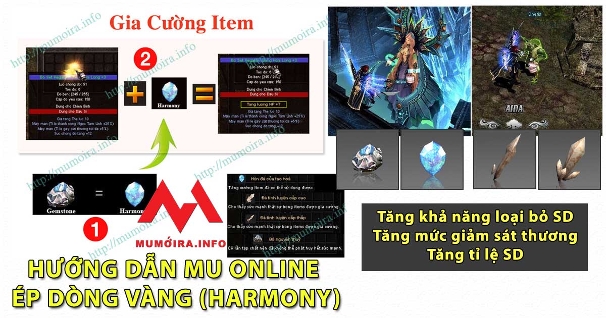 Hướng dẫn ép dòng vàng Harmony, gia cường dòng vàng Mu Online