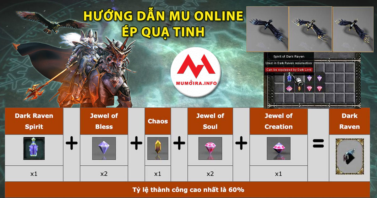 Hướng dẫn ép Quạ Tinh, Dark Raven Mu Online, hồi máu Quạ Tinh