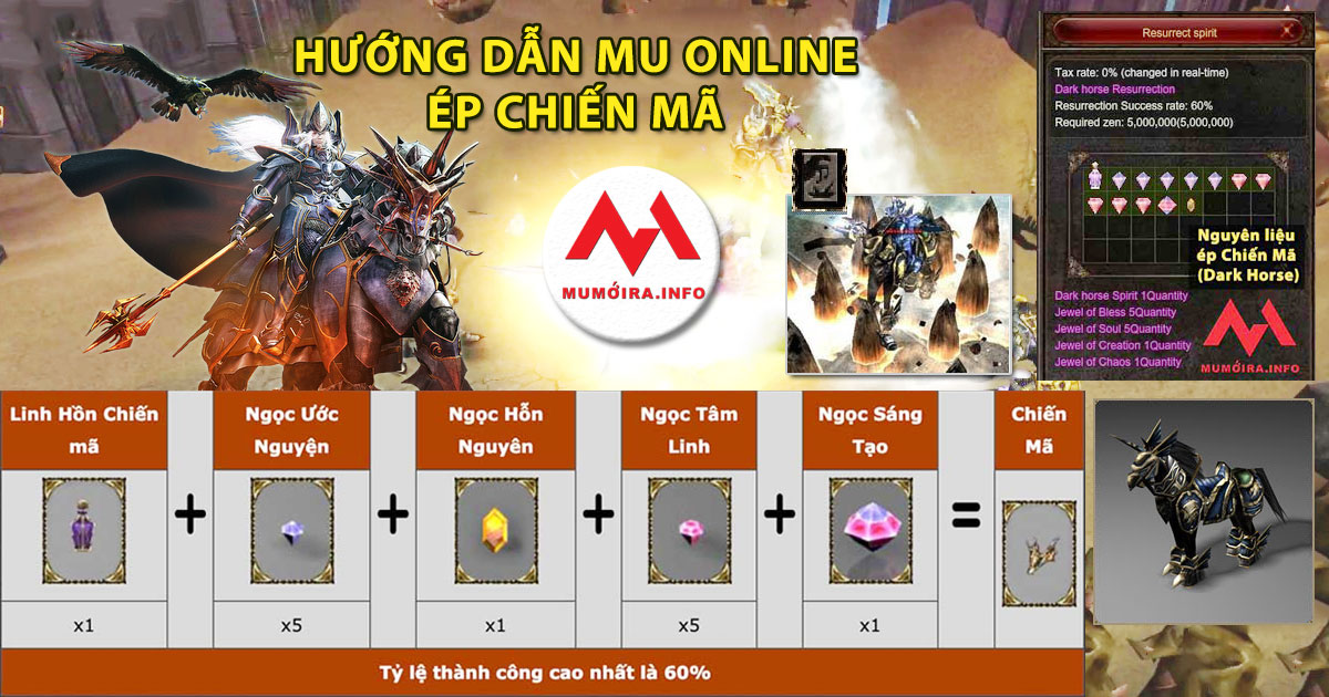 Hướng dẫn ép Chiến Mã, Dark Horse Mu Online, hồi máu Chiến Mã