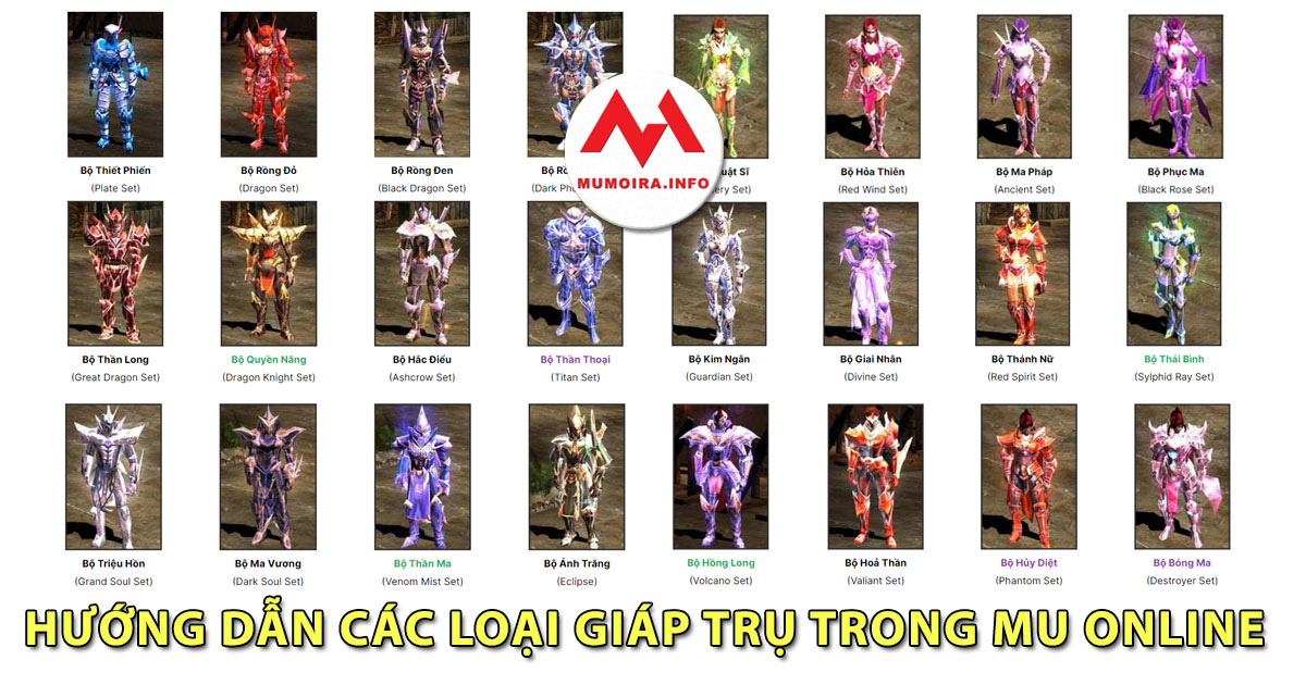 Hướng dẫn các loại Giáp Trụ (Set Item) game Mu Online - Mumoira.info