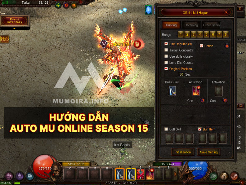 Hướng dẫn Auto Mu Online Season 15 - Mumoira.info