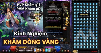 Kinh nghiệm khảm dòng vàng cho PvP và PvM trong Mu Online