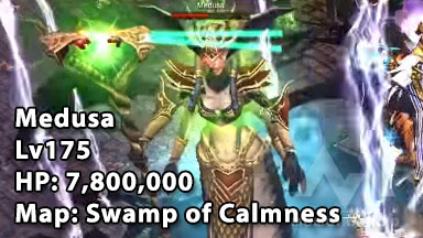 Medusa: cấp độ 175, máu 7.800.000, bản đồ Swamp of Calmness