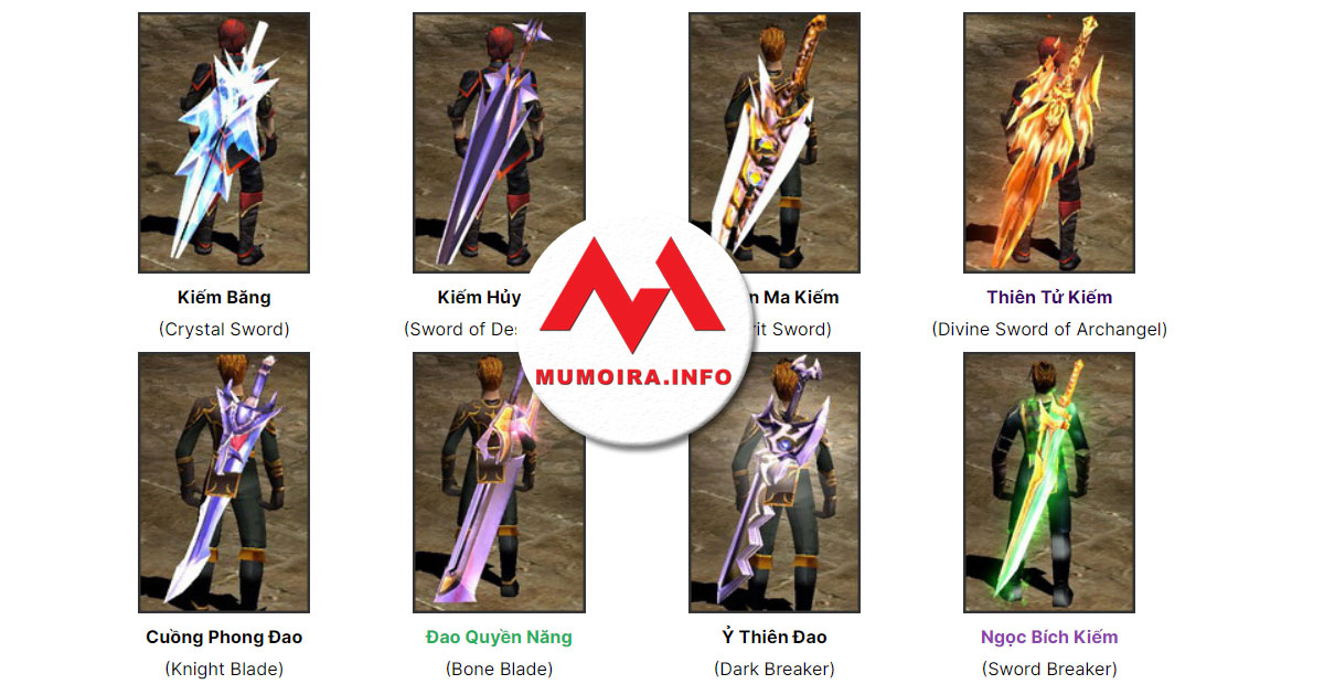 Hướng dẫn các loại Kiếm (Sword) trong Mu Online - Mumoira.info