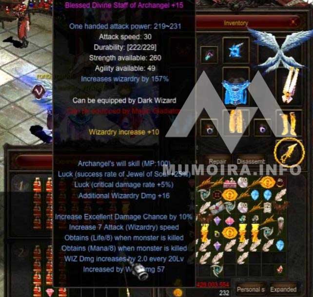 Kinh nghiệm khảm dòng vàng cho PvP và PvM trong Mu Online